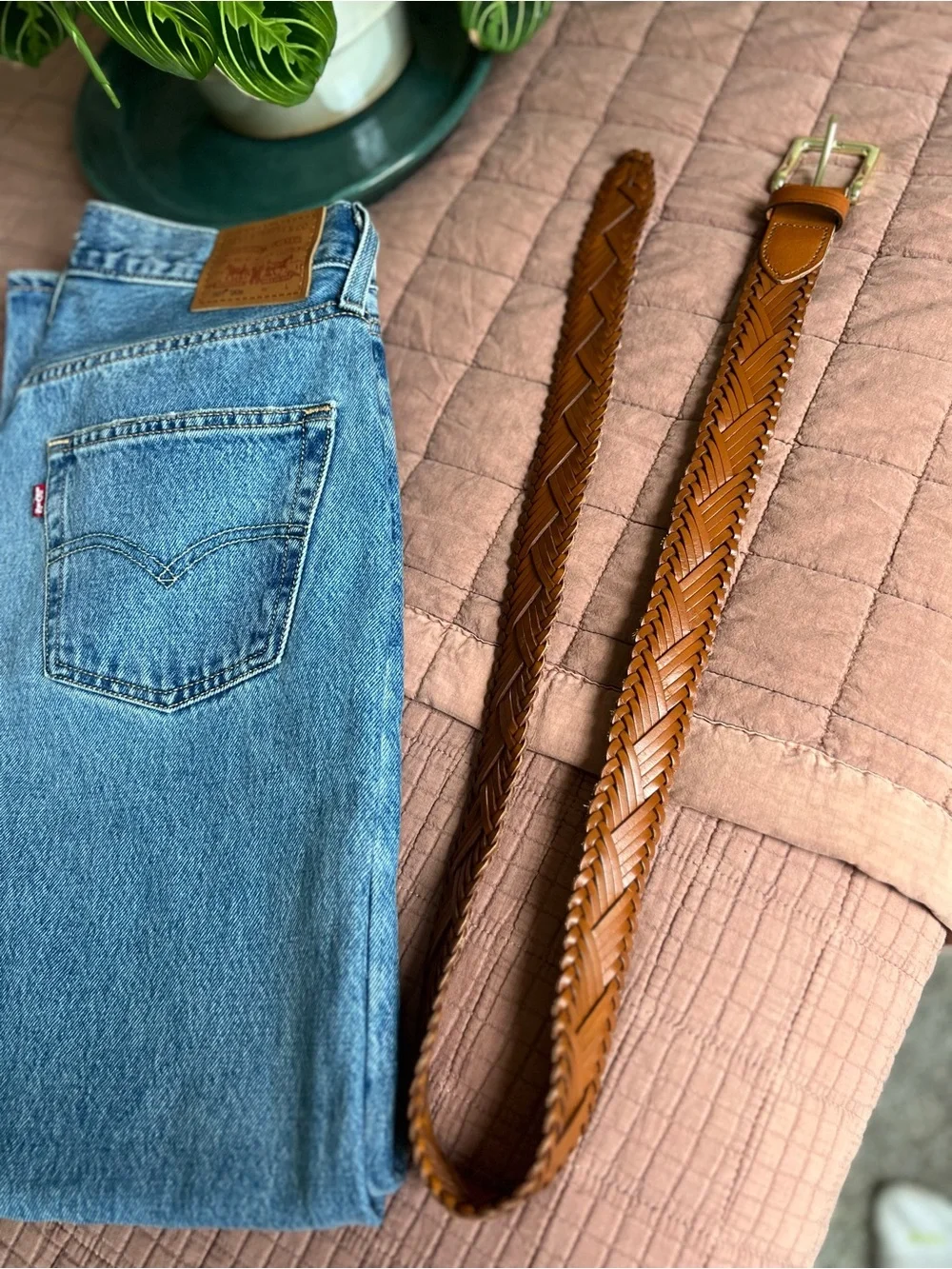 J. CREW- Women’s Woven Brown Leather Braided Belt - Saddle XS/S - Picture 5 of 8